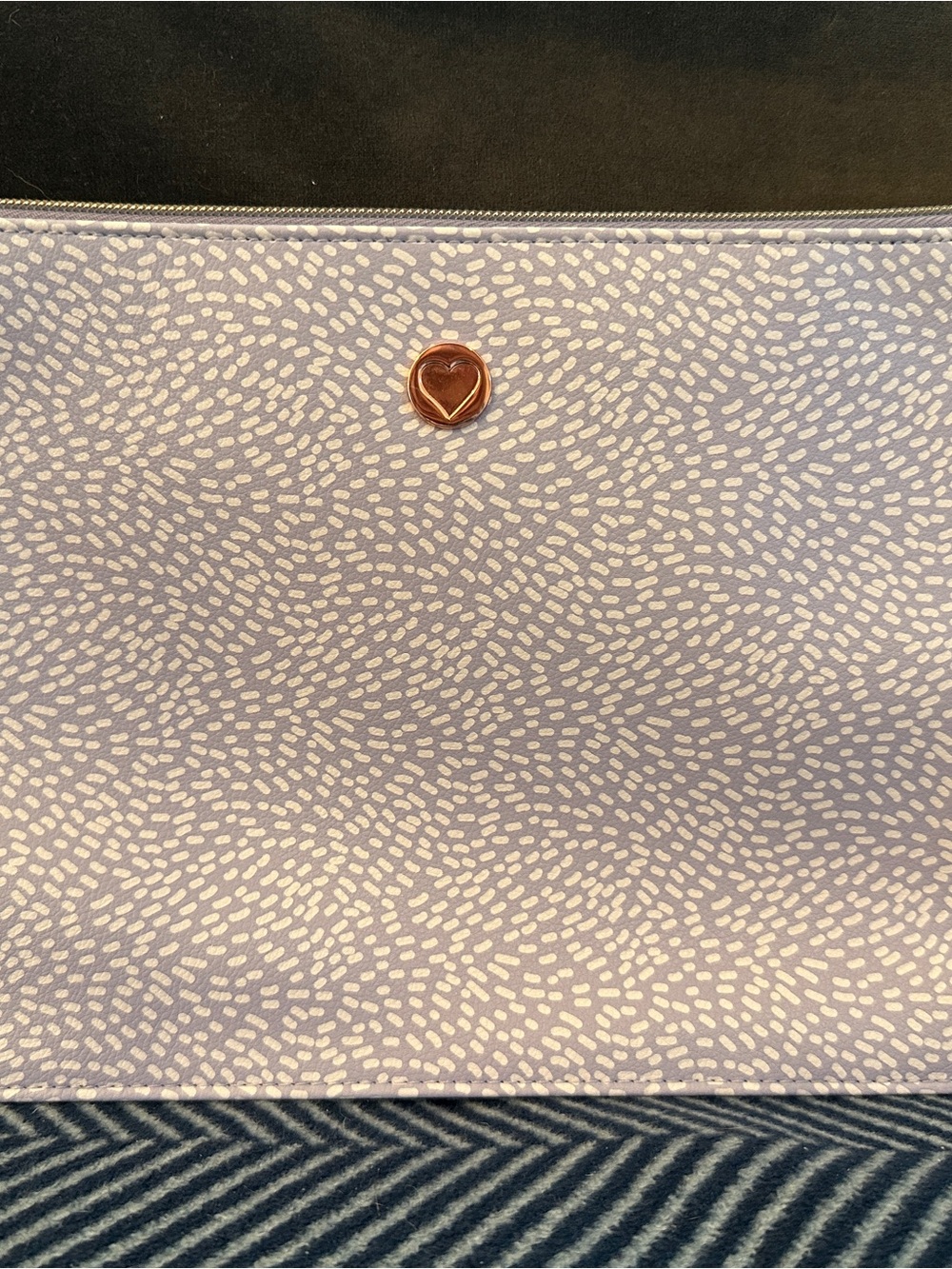 Heart Accent Lavender Patterned Large Pouch